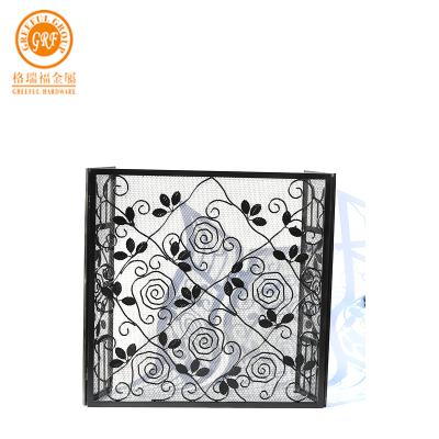 China For Fireplace Cast Iron Metal Fireplace Screen Black 3 Panel Fireplace Screen for sale