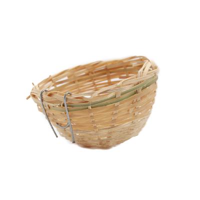 China Handwoven Viable Bamboo Bird Nest with Crochet Finch Parrot House Pastoral Style Simple Creative Decoration Mynah Budgies Outdoor Basket for sale