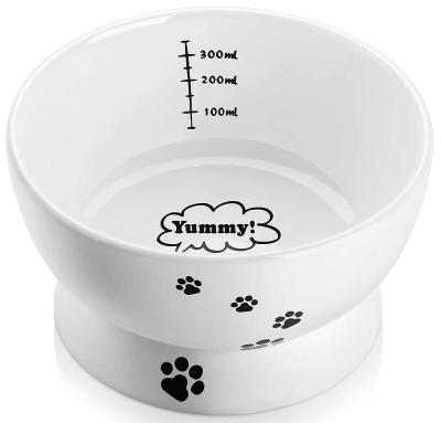 China Sustainable Cat Bowl Raised Ceramic Cat Food Bowl Raised Dish No Puddle Pet Bowls For Cats Or Small Dogs Vomiting Anti Measurable for sale