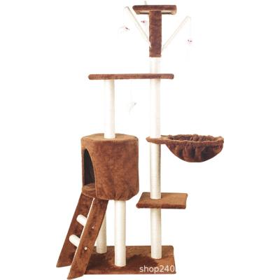 China Viable One-Piece Multi-Layer Cat Tree Litter Scratcher Sisal Pet Climbing Frame Puppy Scratching Board Toy Comfortable Jumping Platform for sale