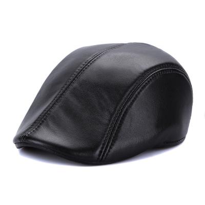 China High Quality Custom Fashion Character Fashion 100% Leather Men's Ivy Hat Fur Beret Hats for sale