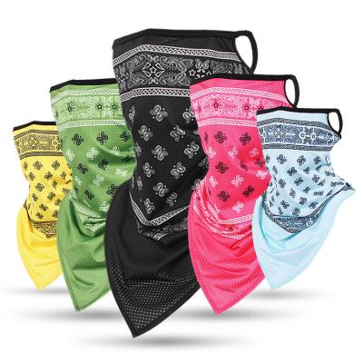 China 100% Polyester Nylon/Spandex Bandana With Earloop Logo Face Cover Custom Paisley Bandana for sale