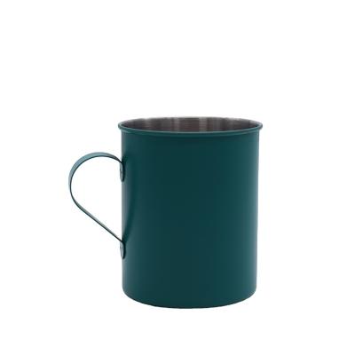 China Wholesale 480ml Disposable Single Layer Stainless Steel Cup Green Color Portable Outdoor Camping Gifts for sale