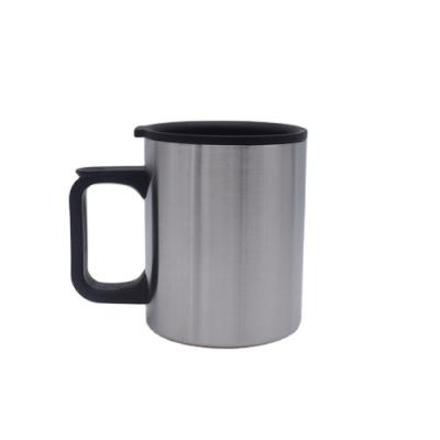 China 400ml Sustainable Covered Plastic Coffee Mug Handle Stainless Steel Double-Layer Cup Drinking Cold Drink Mug for sale