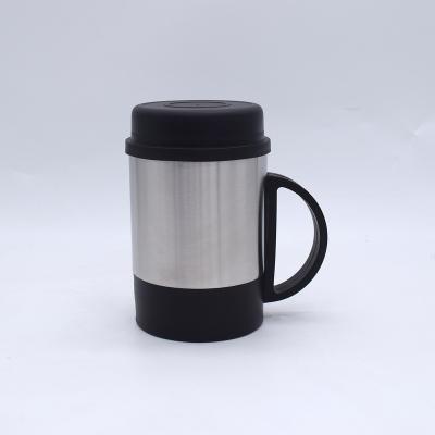 China Sustainable Double Wall Stainless Steel Custom Coffee Mug With Lid And Handle for sale