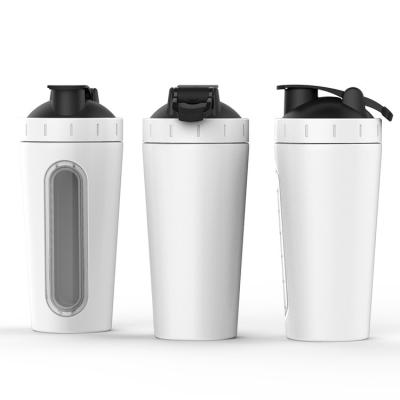 China 700ml/24oz Viable Protein Shaker With Visible Window Single Wall Sports Running Increasing Water Bottle With Ball Mixing Customization for sale