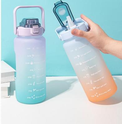 China Large Size Amazon Sustainable Hot Sale 2.2L BPA Free Time Marker A Motivational Half Gallon Water Bottle For Fitness With Straw for sale