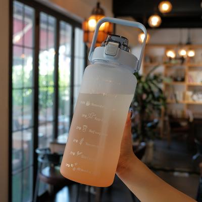 China Sport Viable Motivational Gym Fitness Marker Time 2200ML Portable Plastic BPA Free Water Bottle With Handle&Straw for sale