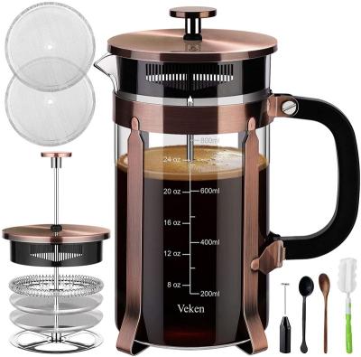 China 600ML Viable Borosilicate Glass With French Presses Stainless Steel Pot Coffee Maker Filter Pot For Tea Filter Cup for sale