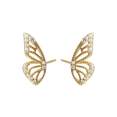 China 2022 Animal Fashion Jewelry 925 Fashion Jewelry Silvery Custom Gold Plated Zircon Butterfly Earring For Women for sale