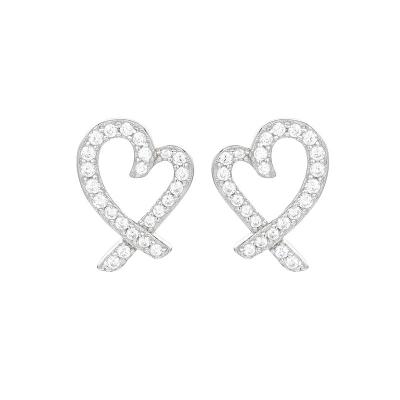 China 2022 Fashion Delicacy Custom Jewelry 925 Silver Rhodium Plated Cubic Zirconia Heart Stud Earrings For Women for sale