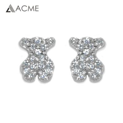 China 2022 HIGHLIGHT Fashion Jewelry 925 Animal Trendy Silver Tasty Rhodium Plated Zircon Bear Stud Earring For Women for sale