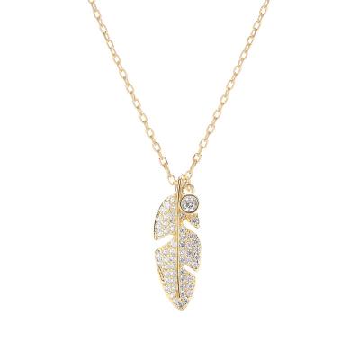 China 2022 Trendy Fashion Jewelry 925 Silver Custom Gold Plated Leaf Necklace For Women for sale