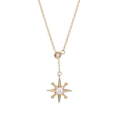 China 2022 Trendy Fashion Delicacy 925 Jewelry Silver Custom Gold Plated Zircon Star Necklace For Women for sale