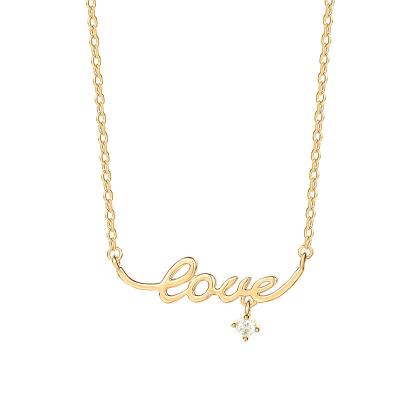 China 2022 Fashion Delicacy 925 Jewelry Silver Custom Gold Plated Zircon Love Dangling Necklace For Women for sale