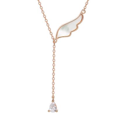 China White BROOM Angel Wing Necklace Jewelry Delicacy 925 Fashion Delicacy 2022 Silver Rose Gold Plated Custom Semi-precious Stone For Women for sale