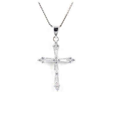 China HIGHLIGHT 2022 Fashion Jewelry 925 Silver Custom Rhodium Plated Zircon Cross Necklace Pendant For Women for sale