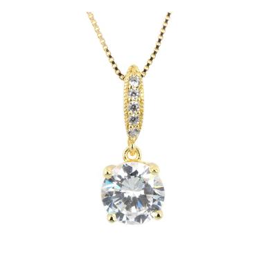 China 2022 HIGHLIGHT Classic 925 Jewelry Classic Silver Custom Gold Plated Zircon Round Pendant Drop For Women for sale