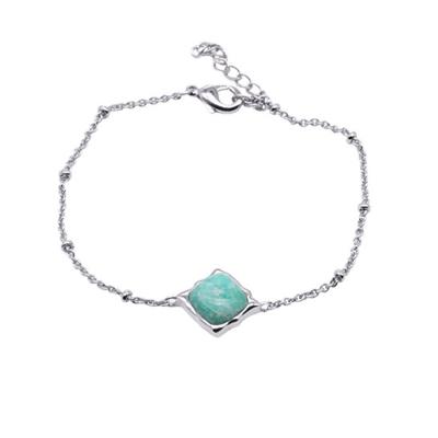 China Custom Luxury Trendy Delicacy 2022 HIGHLIGHT Fashion Jewelry 925 Silver Rhodium Plated Amazonite Semi-precious Stone Tasty Bracelet For Women for sale