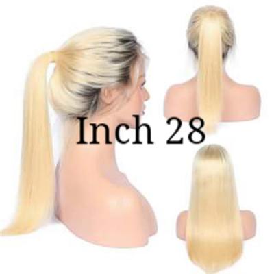 China 1B 613 Full Lace Wave Ombre Human Hair Blonde Wig 130% 150% 180% Density Silky Straight High Quality Blonde Wig Cuticle Aligned Brazilian Hair for sale