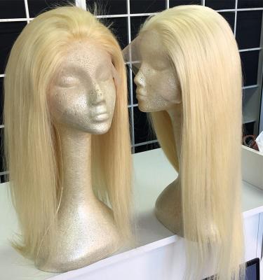 China Glueless Indian Lace Wig 8 Inch -26 Inch Glueless Indian Lace Overnight Blonde Silky Straight Blonde Full Lace Wig Virgin Human Hair Lace Wig Blonde Wave Wig for sale