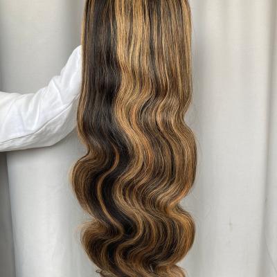 China Silky Straight Highlight Light Color Body Wave Closure Wig, Glueless Wig With Band, High Quality Hair Wig for sale