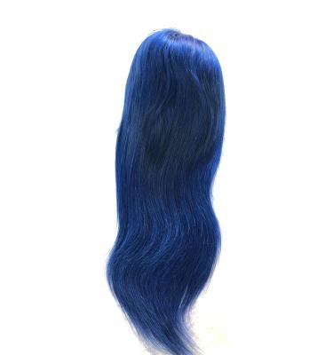 China Cuticle Aligned Human Hair Lace Wig Silky Straight Blue Wave Human Hair Wig Grade 9a Virgin Hair for sale