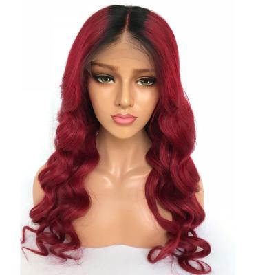 China Silky Straight Wave 99j Lace Front Human Hair Wig 100% Virgin Hair Cuticle Aligned Glueless Wig for sale