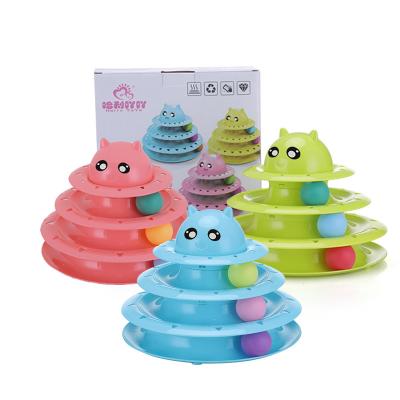 China Hot Selling Viable Tracks 3 Level Toys Pet Cat Toy Ball Disk Cat Tower Tower for sale