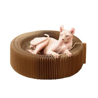 China Professional Cardboard Stocked Cat Scratcher With Brand New From Manufacturer Round Bed Paper for sale