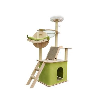 China Professional Viable Manufacturer Solid Condo Wood Cat Tree With Fast Wooden Shipping for sale