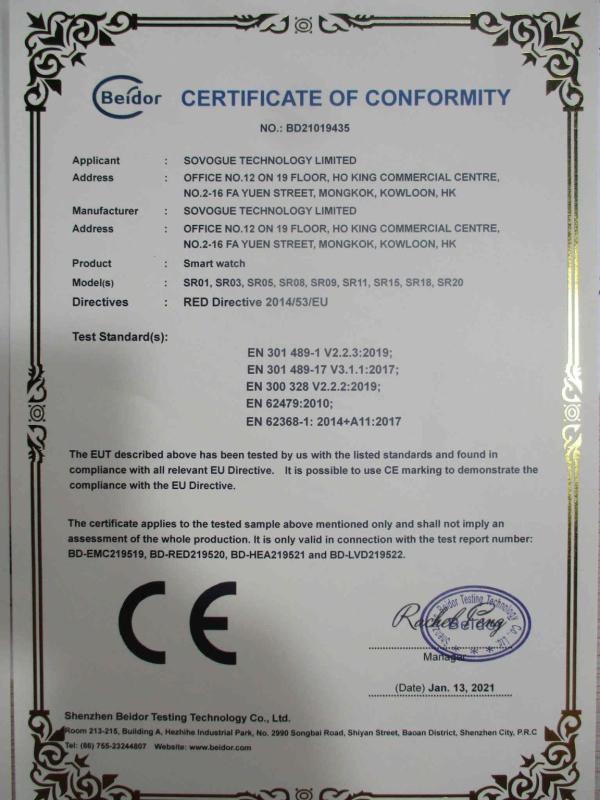 CE - Shenzhen Sovogue Technology Co., Ltd.