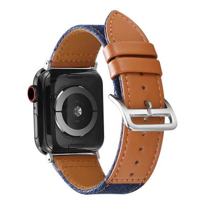 China Durable classic soft bracelet jeans fabric correas peel watchbands band for apple watch series 7 for sale