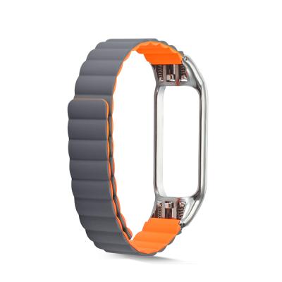 China Adjustable Sports Magnet Silicone Rubber Wrist Strap For Xiaomi MI Band 6 Xiao Mi Band 5 4 3 Soft Rubber Wristbands For Women Men for sale