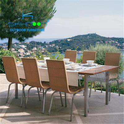 China Contemporary Wholesale Rattan Chairs With Arms Garden Dining Sets Around Wpc Table Bistro Chair (21057) for sale