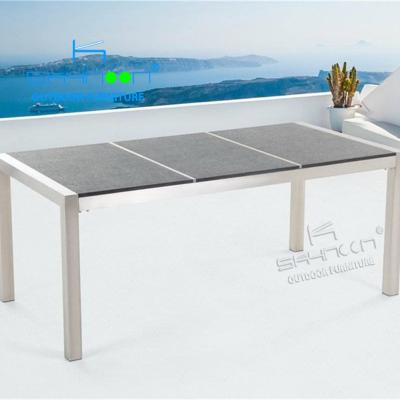 China Modern Black Aluminum Marble Top Table Bistros Garden Patio Furniture Garden Outdoor Dining Table (31023) for sale