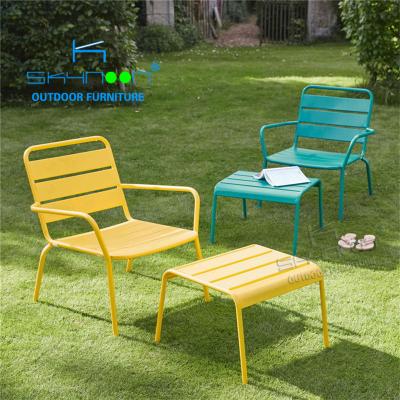 China New Outdoor Leisure Yellow Door Chair Aluminum Chair With Footrest Stool Garden Chair Set (31029) for sale