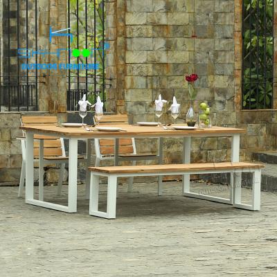 China New Hot Sale Modern Contemporary Style Outdoor High Quality Outdoor Dining Bench Wooden Table Restaurant Dining Set (61054) for sale