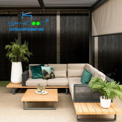 China Modern Customized Garden Rope Sofa Set Outdoor Hot Sale Moden Wooden Sofa Design Top Quality Outdoor Sofa Set (72022) for sale