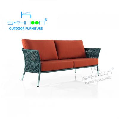 China 2 seater garden rattan sofa modern luxury wicker outdoor furniture fashion outdoor rattan sofa (22121B) for sale