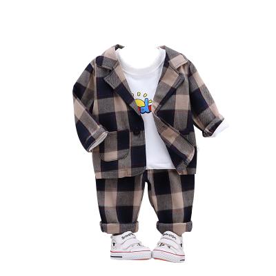 China Wholesale 100% Cotton 100% Cotton Baby Clothing Mesh Suit Long Sleeve Boys Clothing Sets 3 Piece Set for sale