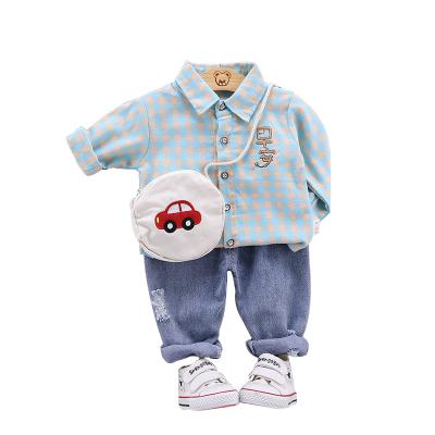 China 2020 New Design 100% Cotton Long Sleeve Baby Boy 100% Cotton Baby Clothing Mesh 2 Piece Sets for sale