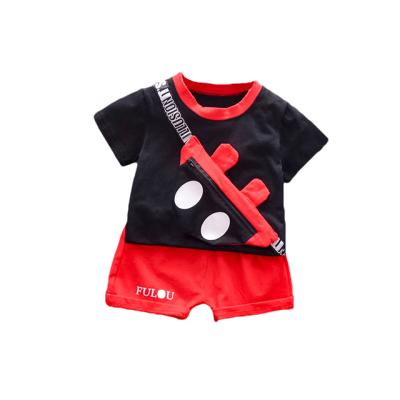 China Fashion\Baby boy comfortable\durable clothes 2020 summer children's clothing boy cartoon beetle fashion design pure cotton suit children's clothing sets for sale