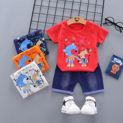 China Wholesale Summer Casual Kids Wears Two Cute Two Piece Backs Baby Boy Casual Clothes Print Kids Clothing for sale