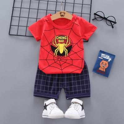 China Wholesale Kids Casual Clothes Summer Cobweb Children's Clothing Cute Two-Piece Boy Print Baby Casual Shirt for sale