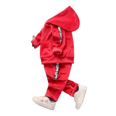 China Fashion\Comfortable\durable Baby Suit Little Boy Hoodie+pants 2020 Autumn and winter fashion warm hoodieRed and black sets for sale