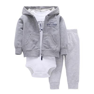 China 2020 Spring Hooded Jacket Romper Pants 3-Piece Pants Set Casual/Summer Kids Suit Baby Warm Clothes for sale