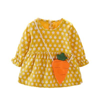 China 2020 New Breathable Children's Clothing Girls Dresses Cute Cartoon Rabbit Print Carrot Bag Middle And Little Kids Dress for sale