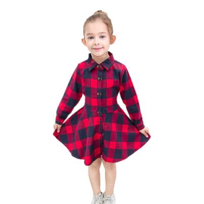 China 2020 new children's clothing breathable lapel printed plaid children's wear small children's fashion casual dress for sale