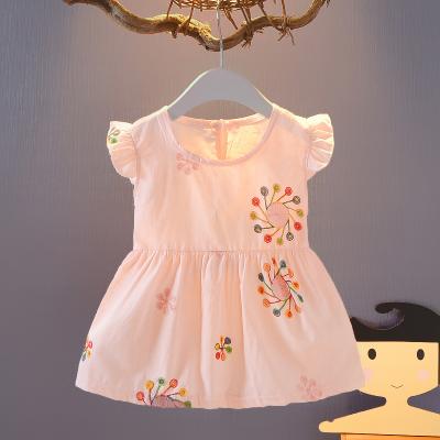 China 2020 New Girl's Breathable Lapel Baby Clothes Printed Plaid Summer Dress Windmill Printing Small Children's Fashion Children's Clothing for sale